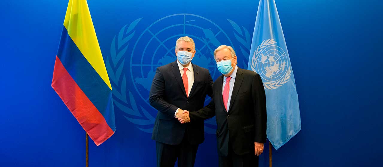 Este martes, el  Presidente Iván Duque Márquez se entrevistó en Nueva York con el Secretario General de la Organización de las Naciones Unidas, António Guterres, en el marco del 76° Periodo de Sesiones de la Asamblea General.