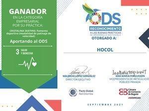 Certificado HOCOL reconocimiento ODS 3 EMPRESARIAL 0eb78
