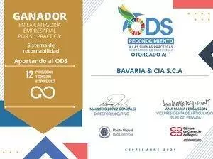 Certificado Bavaria reconocimiento ODS 12