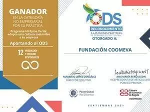 Certificado Fundación Coomeva reconocimiento ODS 12