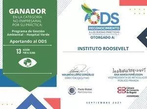 Certificado Instituto Roosevelt reconocimiento ODS 13