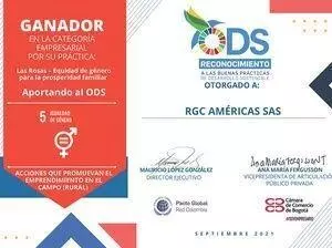 Certificado RGC Américas SAS reconocimiento ODS 5
